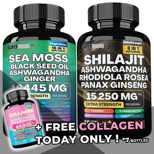 SuperHuman™ Super Bundle: Sea Moss + Shilajit (Get Free Collagen from 4 bottles)